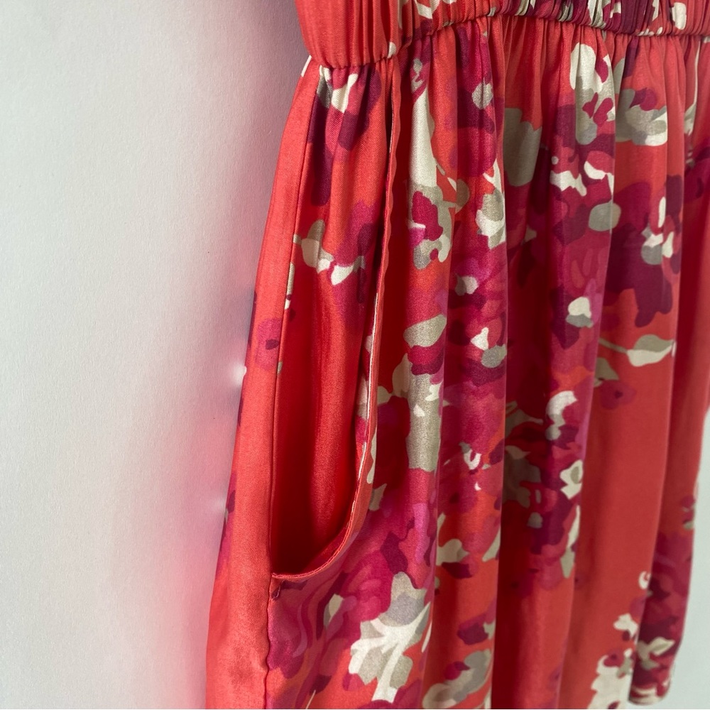 Express Floral Mini Skater Dress with Pockets Orange Pink White Multicolor XS - Picture 7 of 14